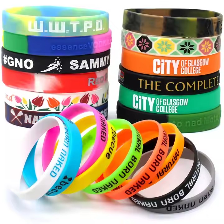 Customization Filling Injected Ink Rubber Wrist Band Bracelet Custom Logo Silicone Wristband for Promotional Gifts