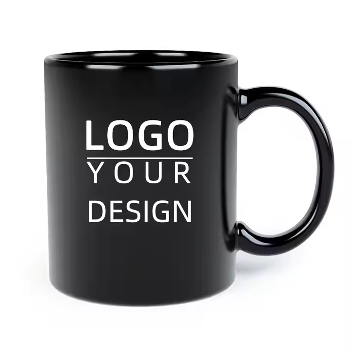 Custom Ceramic Cup with Logo Design Black Mugs Personal Customized Logo Printing Mug Ceramic Coffee Custom Porcelain Cup Mug